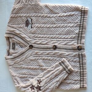 Taylor Swift TTPD Tan Cable Knit Long Sleeved Cardigan Women's Size M/L